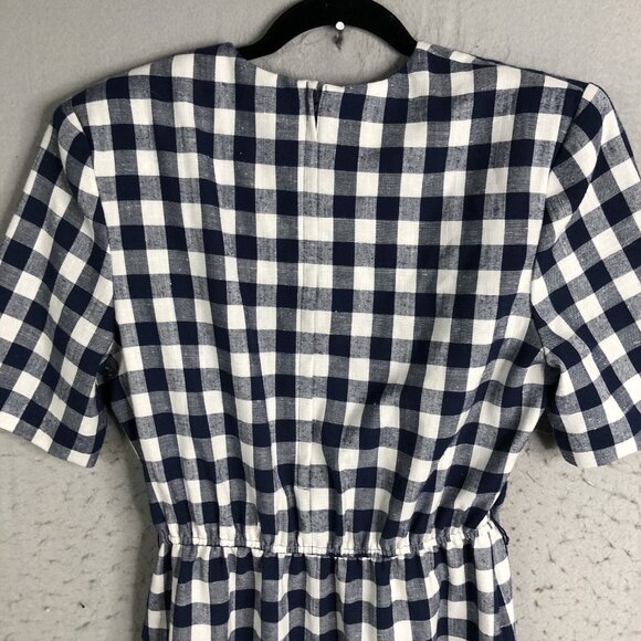 Vintage JP Angela Dress Womens 12 Navy Blue White Check Preppy Office Retro 80s - Picture 15 of 16